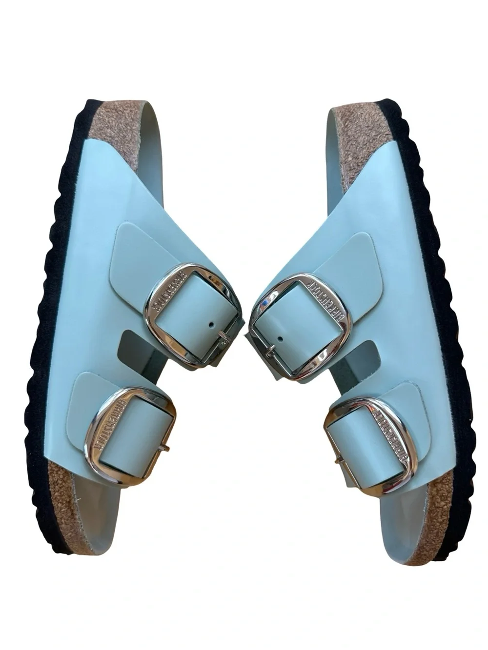 Arizona Big Buckle Natural Leather Patent in Surf Green Size 36